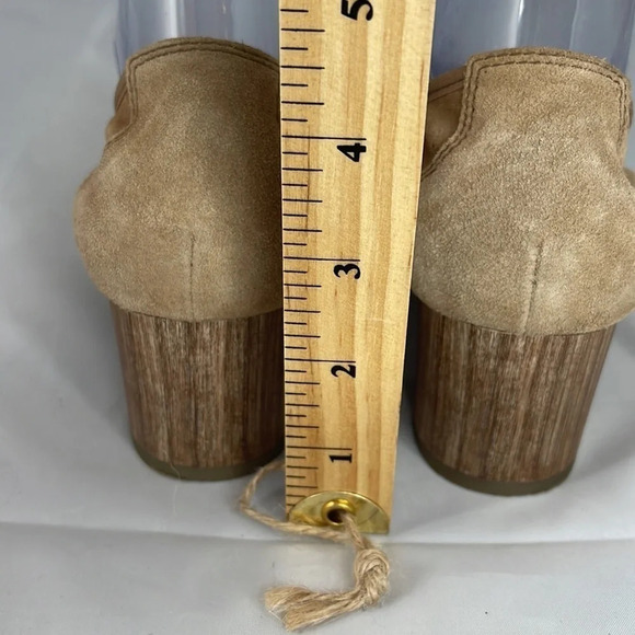 HISPANITAS Suede Wood Block Heel Pump Tan Tortoiseshell Decorative Buckle 39.5 - Picture 11 of 12